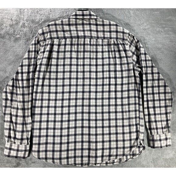Mutual Weave Flannel Shirt Men's Size Large Ivory Check Plaid Long Sleeve Cotton - Picture 2 of 12